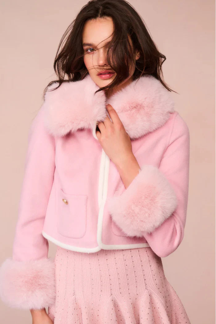 Love Shack fancy pink fur Jacket