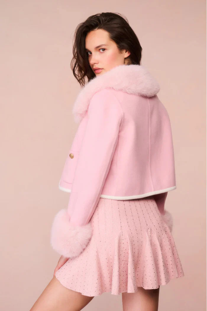 Love Shack fancy pink fur Jacket