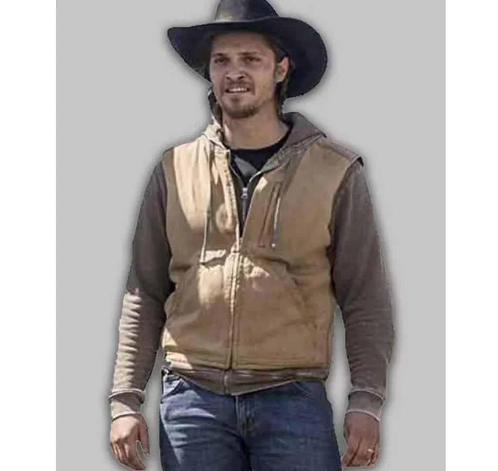 Luke-Grimes-Yellowstone-TV-Series-Brown-Cotton-Kayce-Dutton-Vest