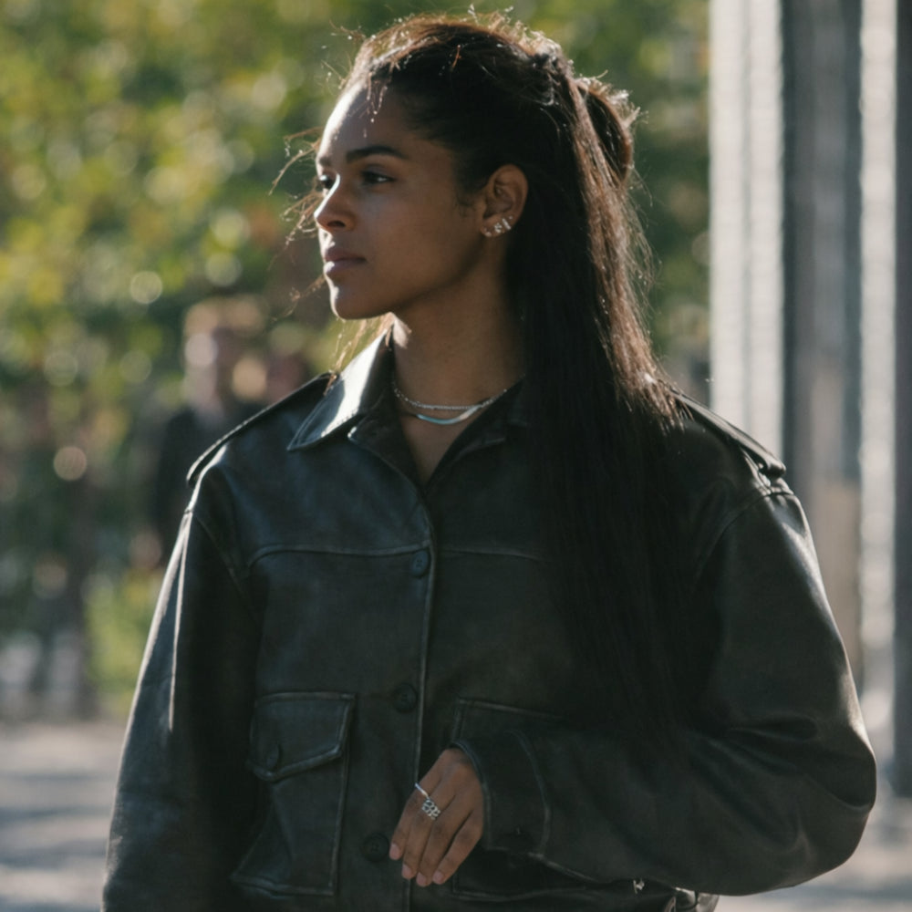 Marshalls 2026 Ash Santos Black Leather Jacket