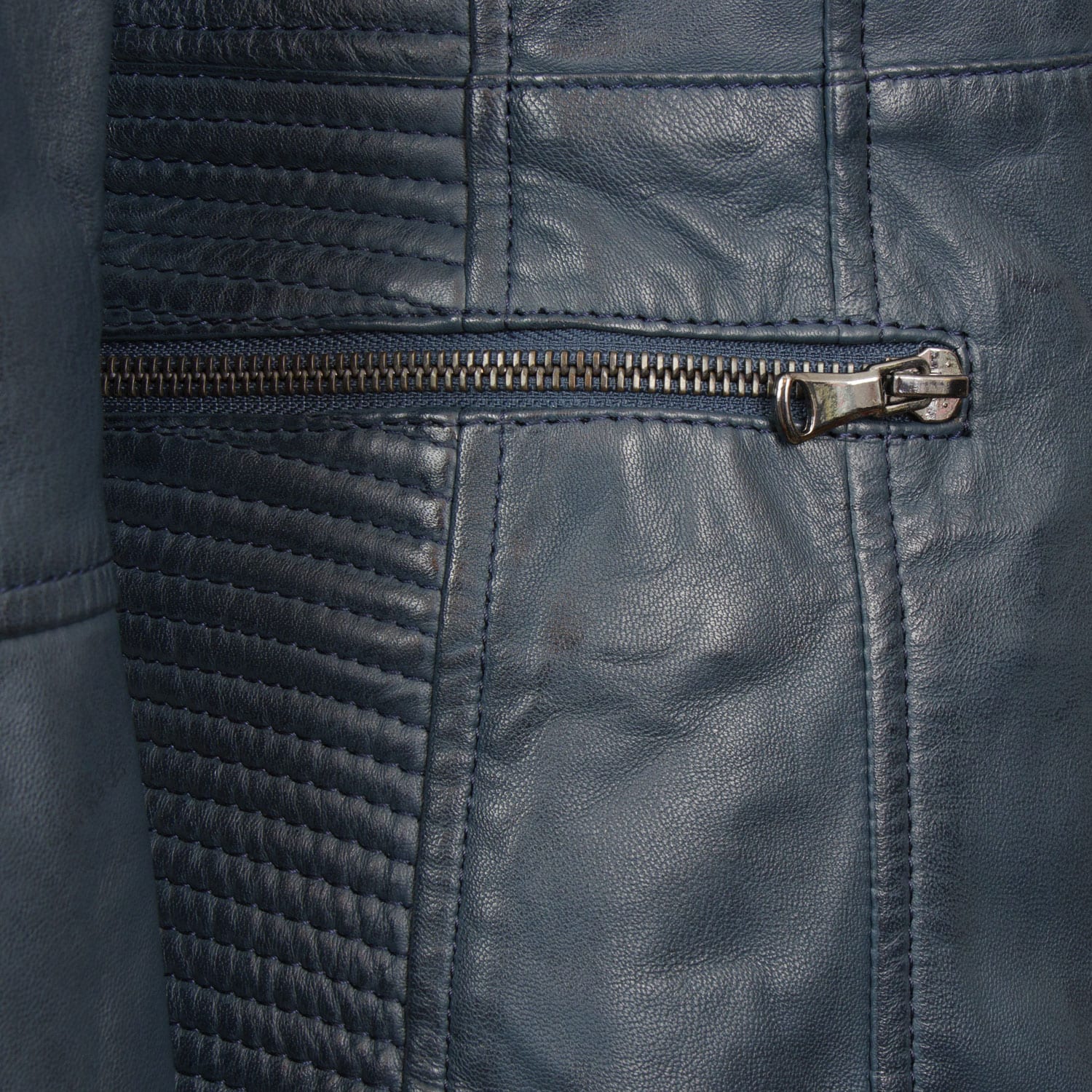 Collarless Leather Blazer Women Navy Zing Apparel