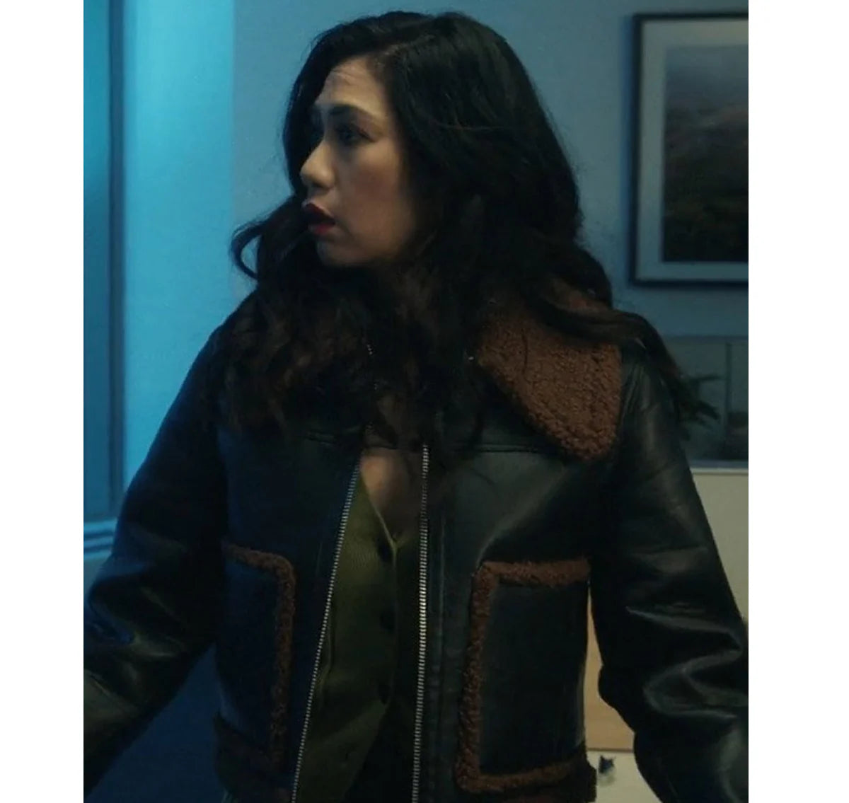 Melody-Bayani-The-Equalizer-S03-Liza-Lapira-Shearling-Collar-Jacket