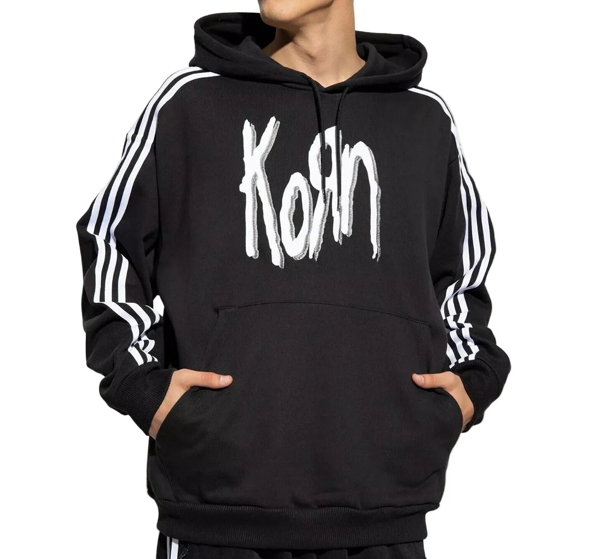 Men-Korn-Adidas-Black-Pullover-Striped-Hoodie-For-Sale