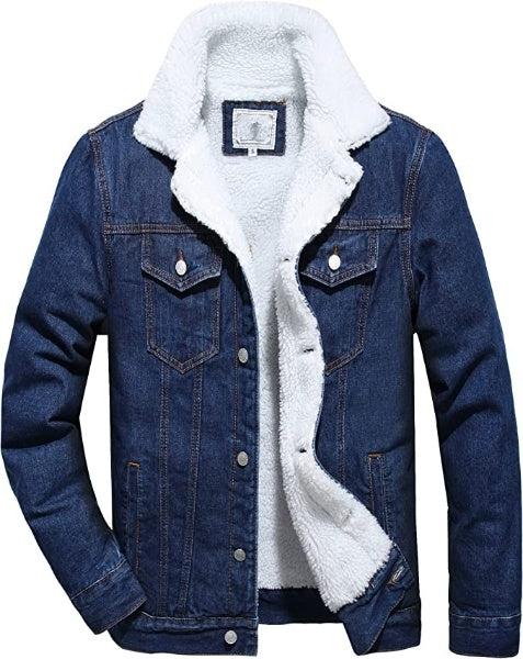 Fleece Lined Denim Jacket Men, Blue Zing Apparel