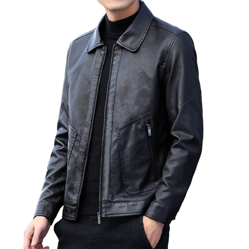 Tall Leather Biker Jacket Men, Black Zing Apparel