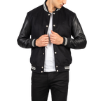 College Varsity Jacket Men, Black Zing Apparel
