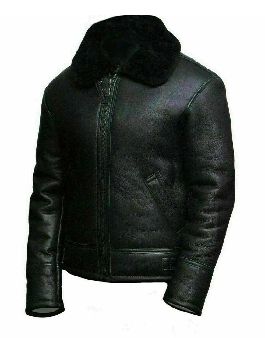 Pilot Aviator Bomber Jacket Men, Black Zing Apparel