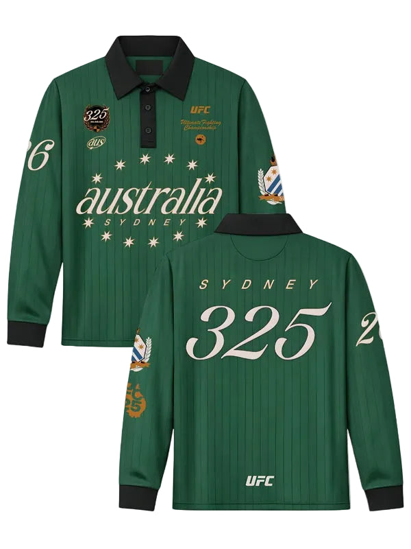 Mens-Green-Black-UFC-325-Rugby-Polo