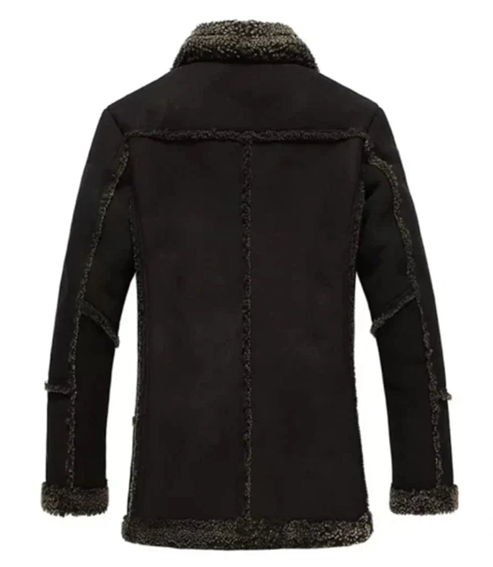 Black Reacher Style Fur Sheepskin Shearling Coat Zing Apparel