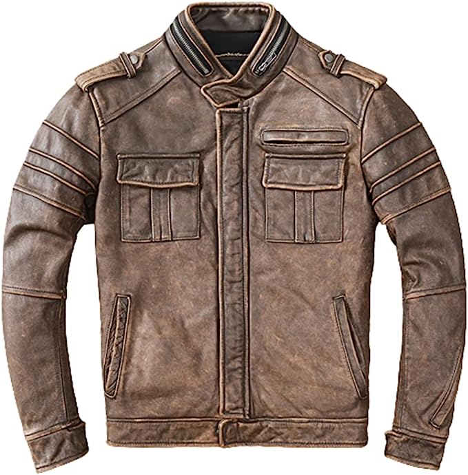 Mens Elite Vintage Brown Biker Jacket Zing Apparel