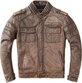 Mens Elite Vintage Brown Biker Jacket Zing Apparel