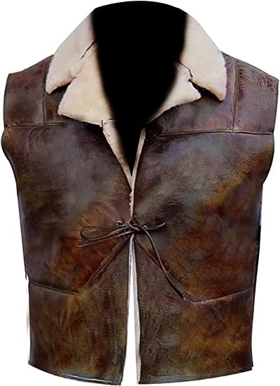 Vintage Biker Leather Vest Men Brown Zing Apparel