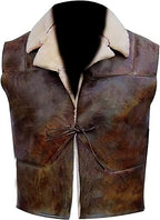 Vintage Biker Leather Vest Men Brown Zing Apparel