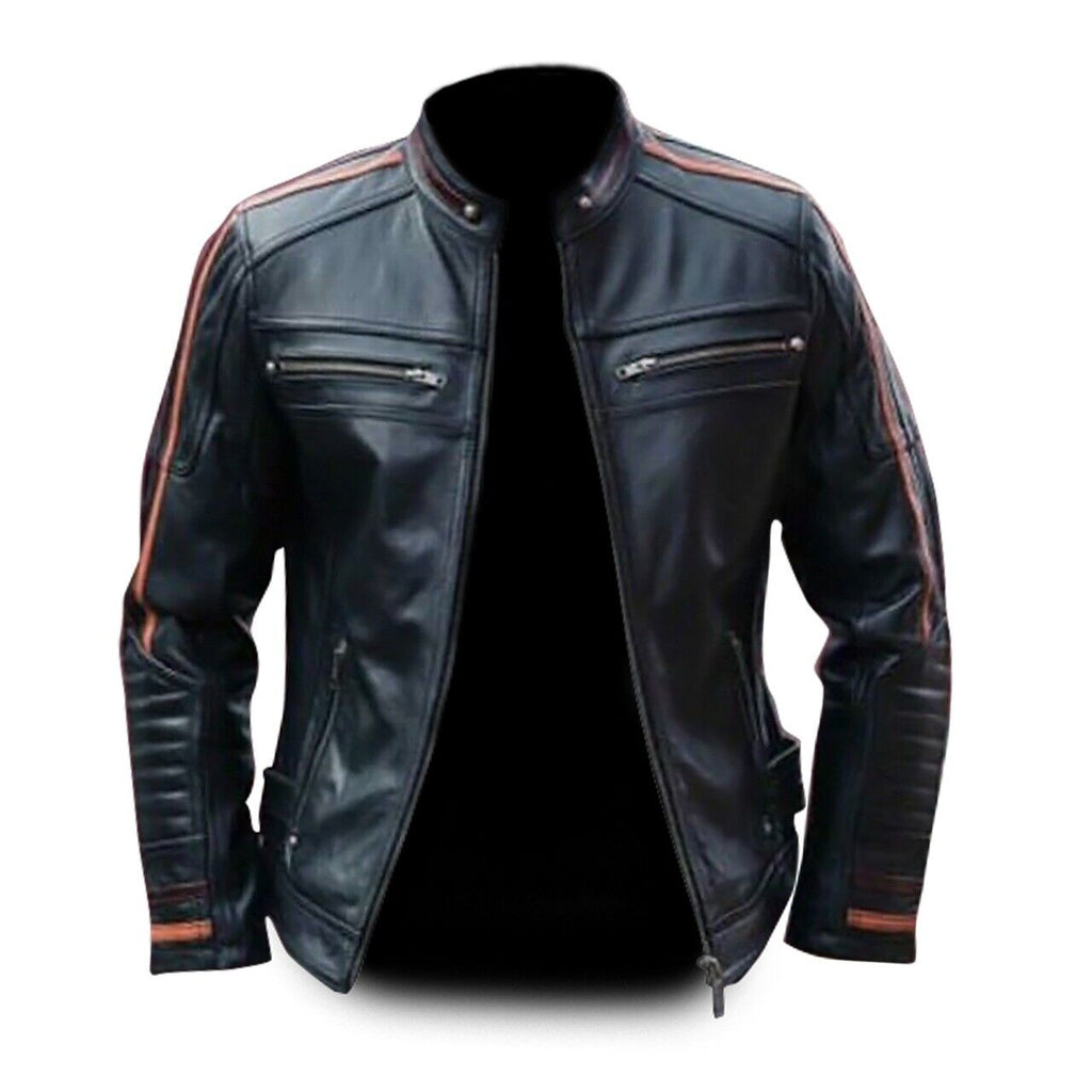 Mens Black Rivet Antique Leather Jacket