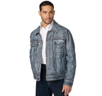 Mens Denim Jacket With Leather Sleeves