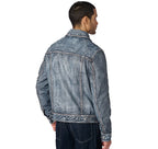 Mens Denim Jacket With Leather Sleeves