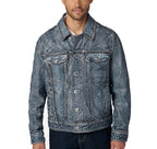 Mens Denim Jacket With Leather Sleeves