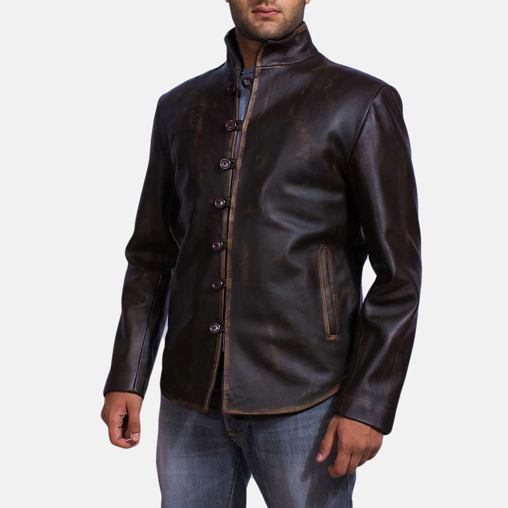 Mens Drakeshire Brown Leather Jacket Buy