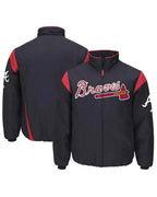 Mens Starter Atlanta Braves Varsity Satin Full-Snap Jacket
