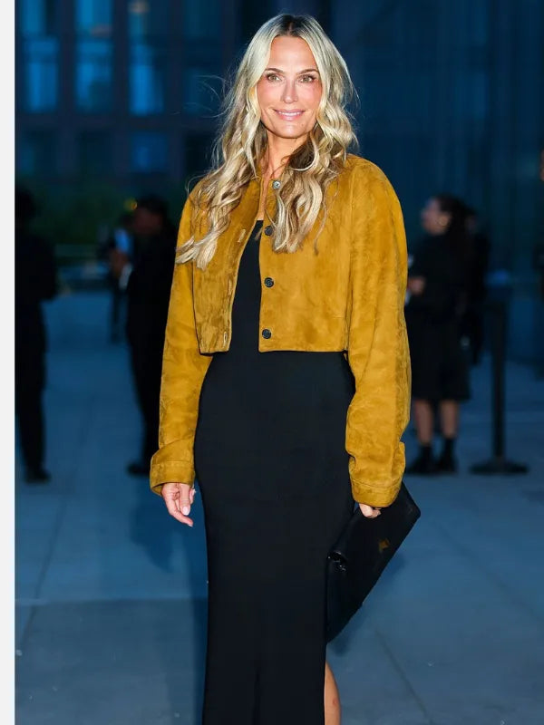 Molly-Sims-Khaite-Fashion-New-York-Camel-Brown-Suede-Jacket