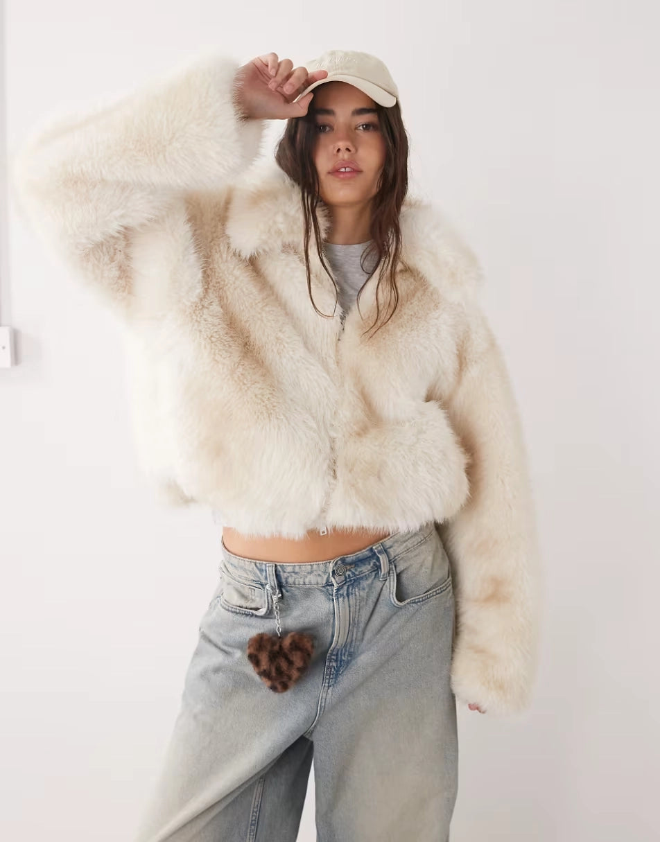Monki-Short-Faux-Fur-Jacket-In-Off-White