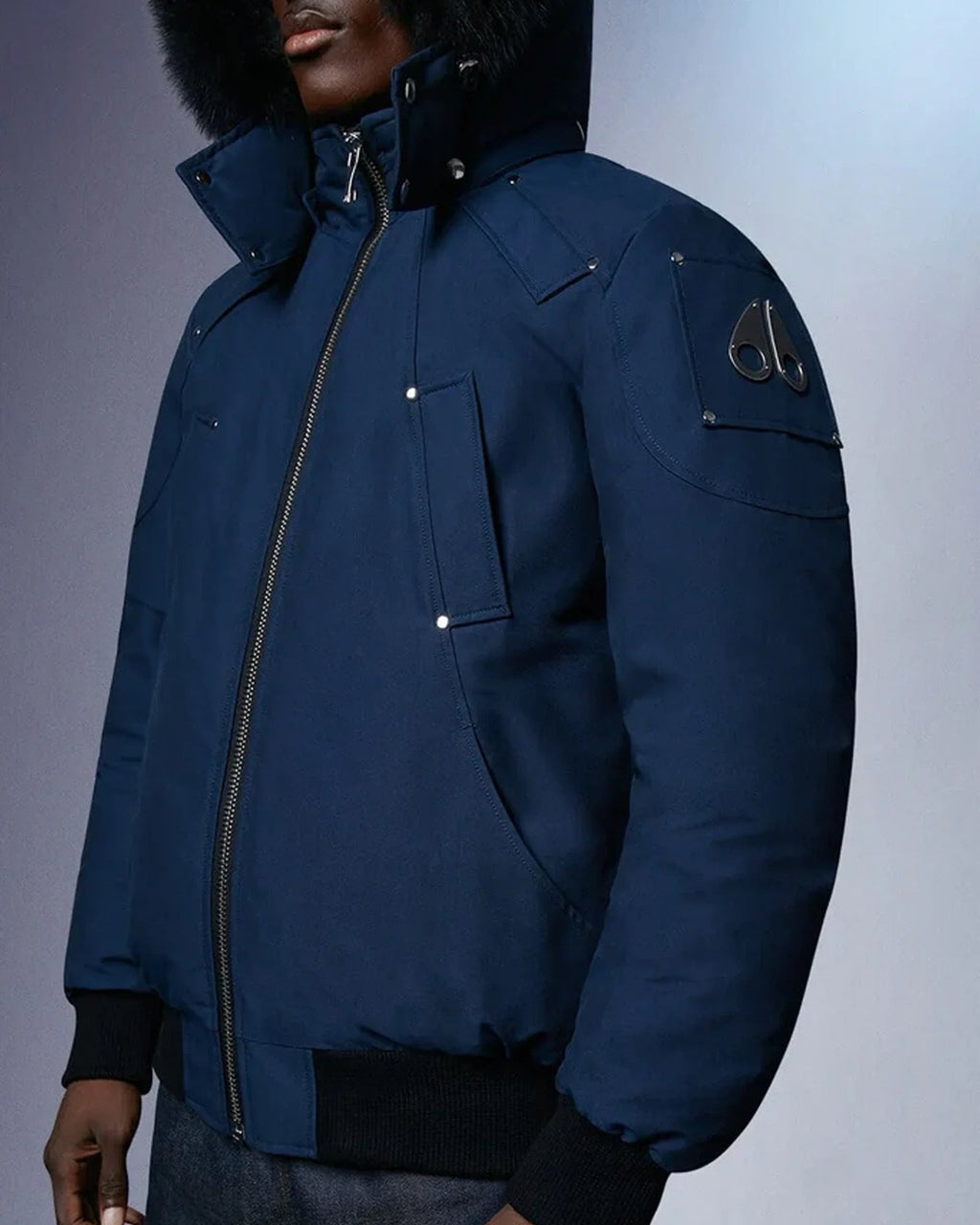 Moose-Knuckles-Bomber-Blue-Jacket-FrontView