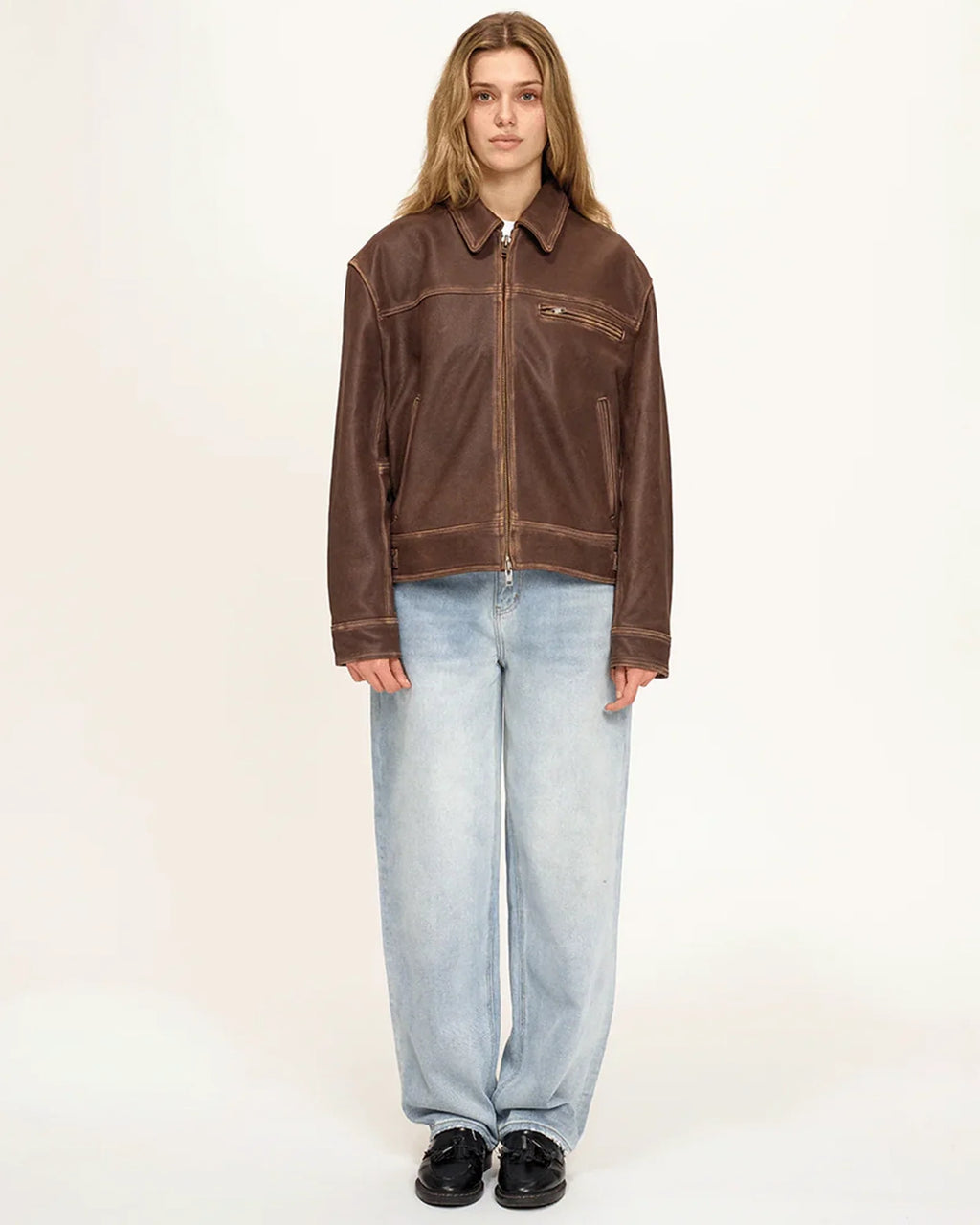 Mutimer-Aged-Heavy-Wash-Brown-Leather-Jacket-Women