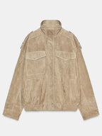 New-Zara-Woman-Nwt-Suede-Leather-Jacket-Bomber-Brown-Taupe