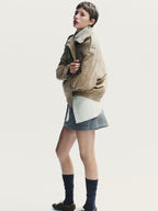 New-Zara-Women-Nwt-Suede-Leather-Jacket-Bomber-Brown-Taupe