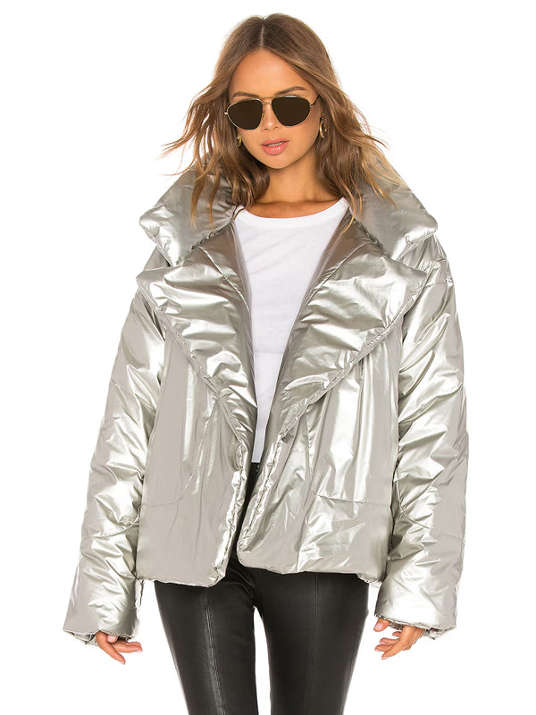 Norma-Kamali-Short-Sleeping-Bag-Coat-Silver