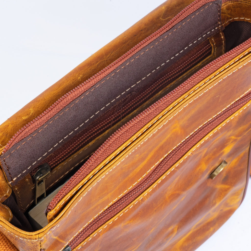 Vintage Leather Crossbody Bag, Green Zing Apparel