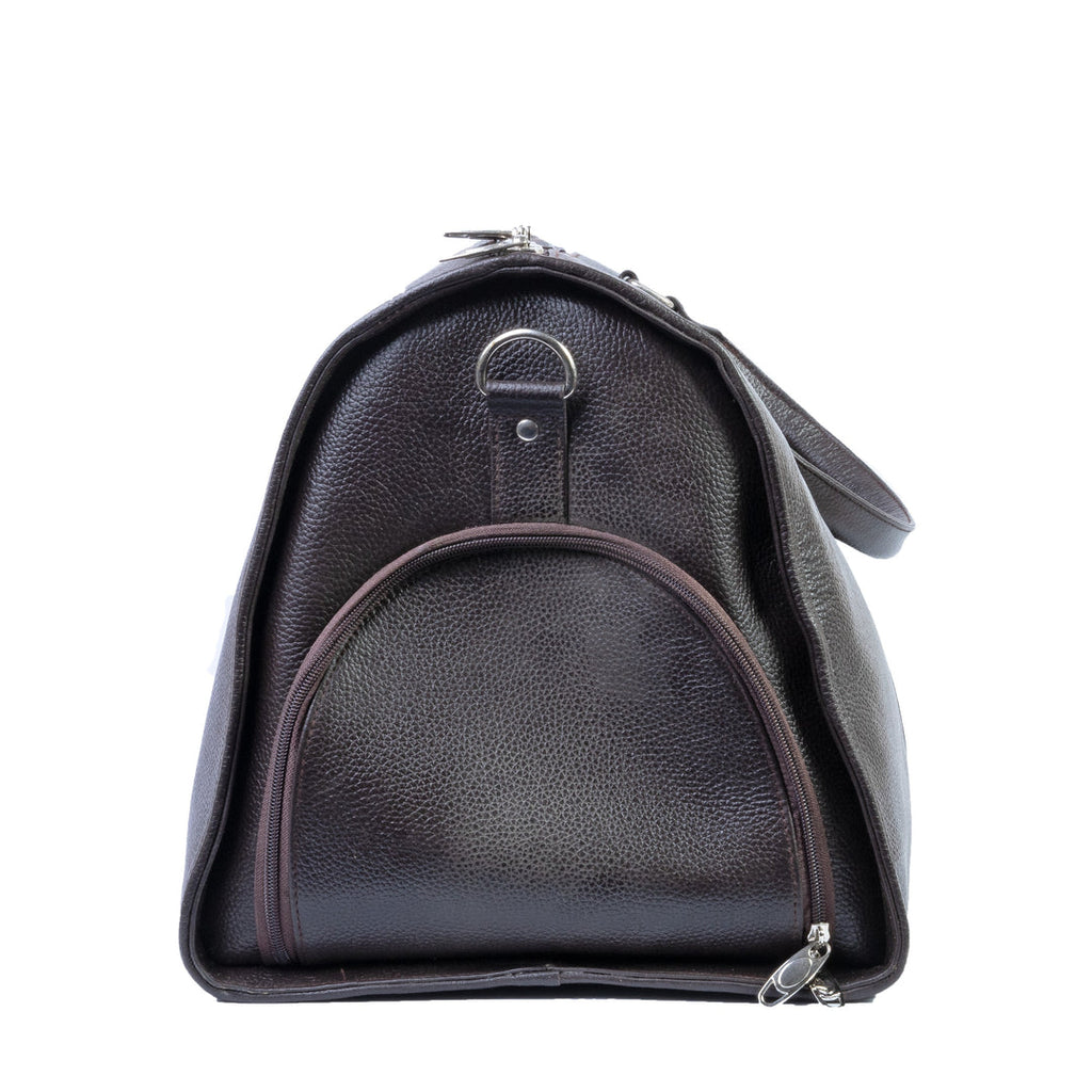 Milled Leather Premium Travel Bag, Brown Zing Apparel
