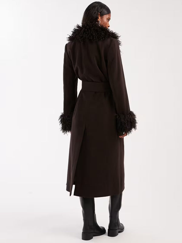 Other-Stories-Wool-Belted-Midaxi-Coat-In-Brown-With-Faux-Fur-Trim