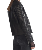 Sheep Leather Biker Jacket Women, Black Zing Apparel