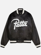 Patta-Script-Logo-Satin-Black-Varsity-Jacket