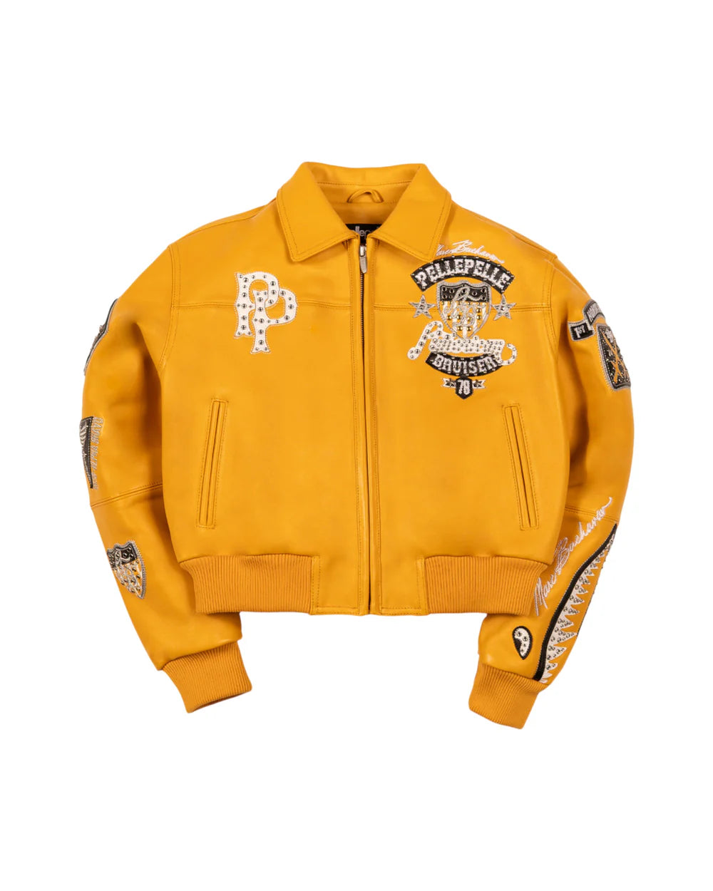 Pelle-Pelle-American-Bruiser-Plush-Womens-Crop-Jacket-Yellow