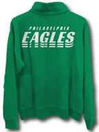 Philadelphia-Eagles-Mens-Kelly-Green-Mock-Neck-Long-Sleeve-Qtr-Zip-Fashion-Pullover
