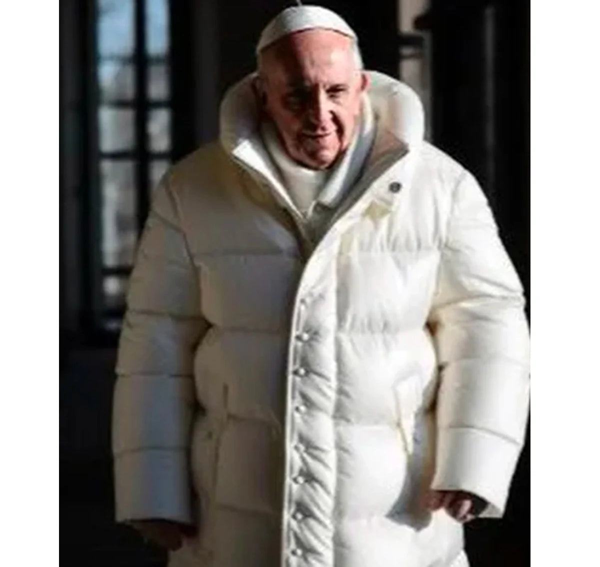 Pope-Francis-White-Puffer-Hooded-Coat