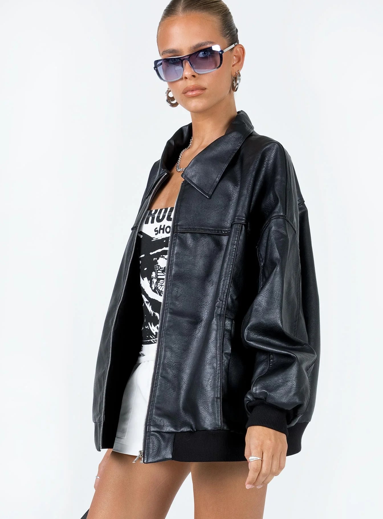 Princess-Polly-Goldsmith-Faux-Leather-Jacket-Black