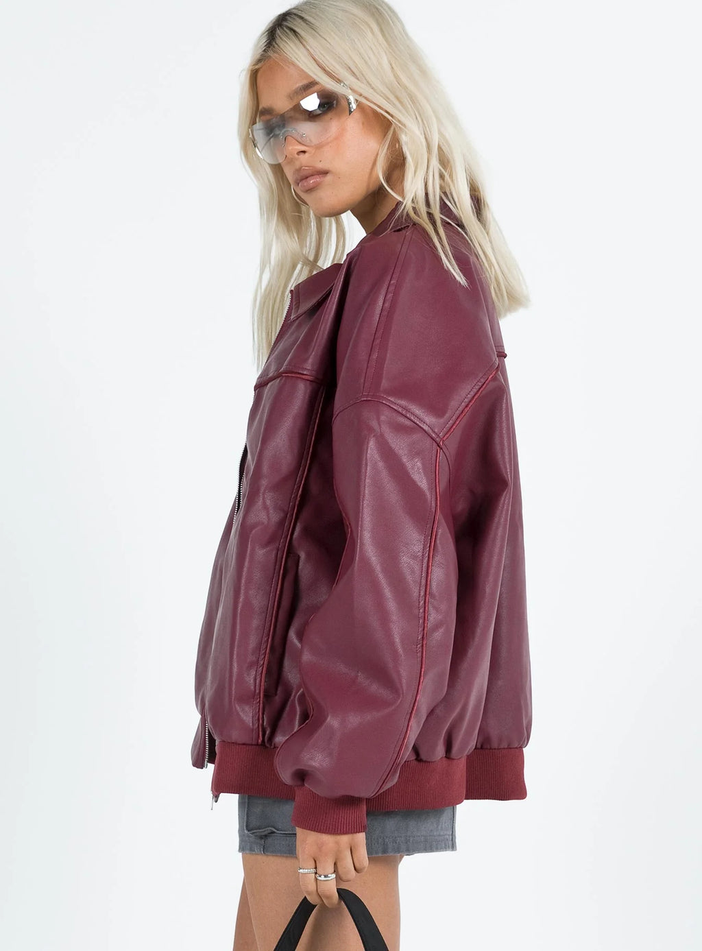 Princess-Polly-Womens-Goldsmith-Faux-Leather-Bomber-Jacket-Burgundy