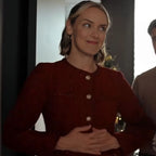 Rachel Skarsten The Christmas Charade Whitney Red Dress Coat