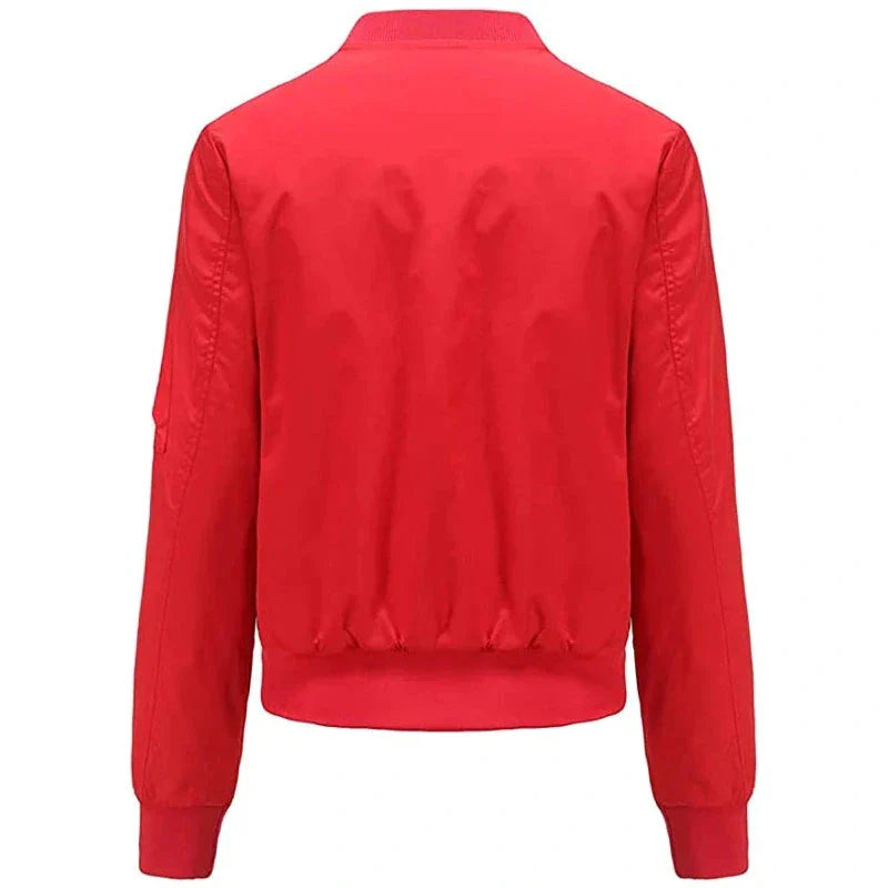 Leather Bomber Jacket Women, Red Zing Apparel