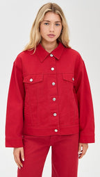 Red-Parke-Denim-Jacket-Font-View