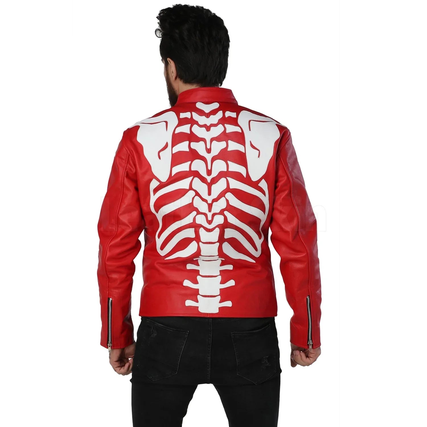 Red Skeleton Men’s Leather Jacket Sale