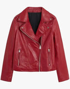 Red Slim Outerwear Biker Leather Jacket Zing Apparel