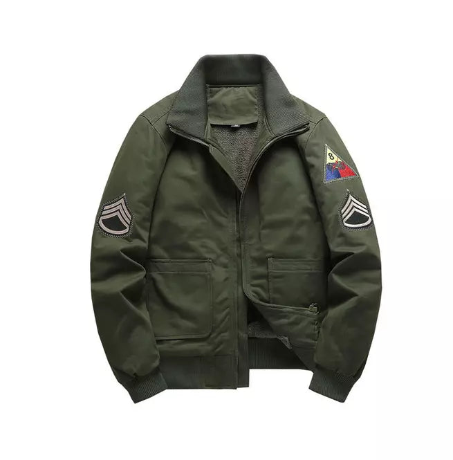 Retro_MA1_Air_Force_Pilot_Baseball_Shearling_Jacket_Green