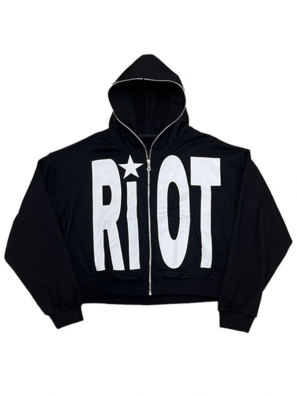 Riot Black Zip-Up Hoodie