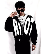Riot Black Zip-Up Hoodie