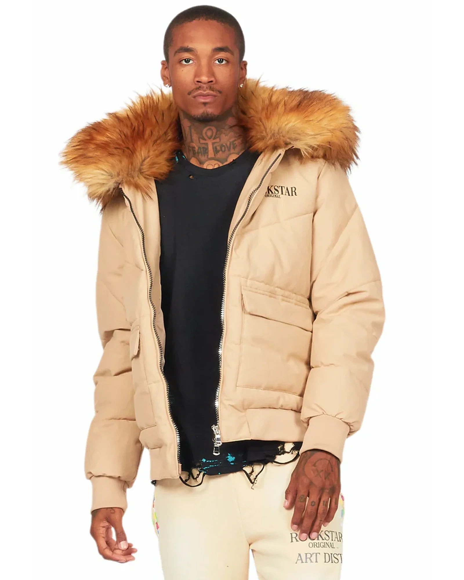 Rockstar-Beige-Puffer-Jacket