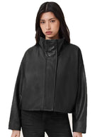 Ryder Funnel Neck Leather Jacket